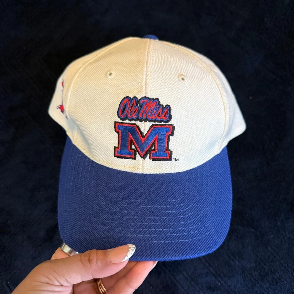 Vintage Ole Miss Rebels Hat Captivating Headgear Snapback Blue Cream Colonel Reb